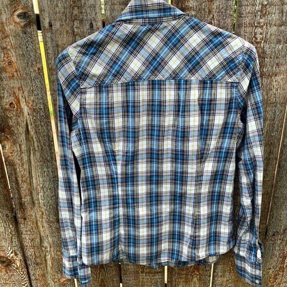 Aeropostale button up plaid checkered stretchy - Picture 6 of 8